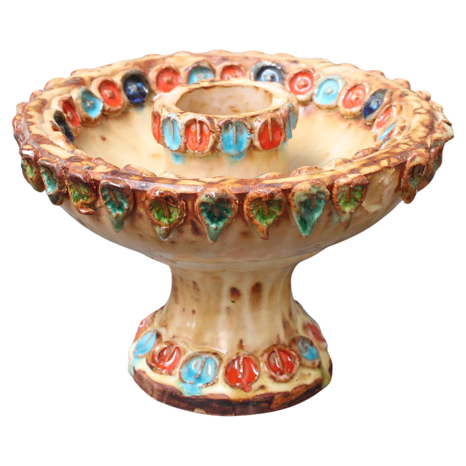 Französischer Vintage-Keramik-Kerzenhalter von La Roue (ca. 1960er Jahre)