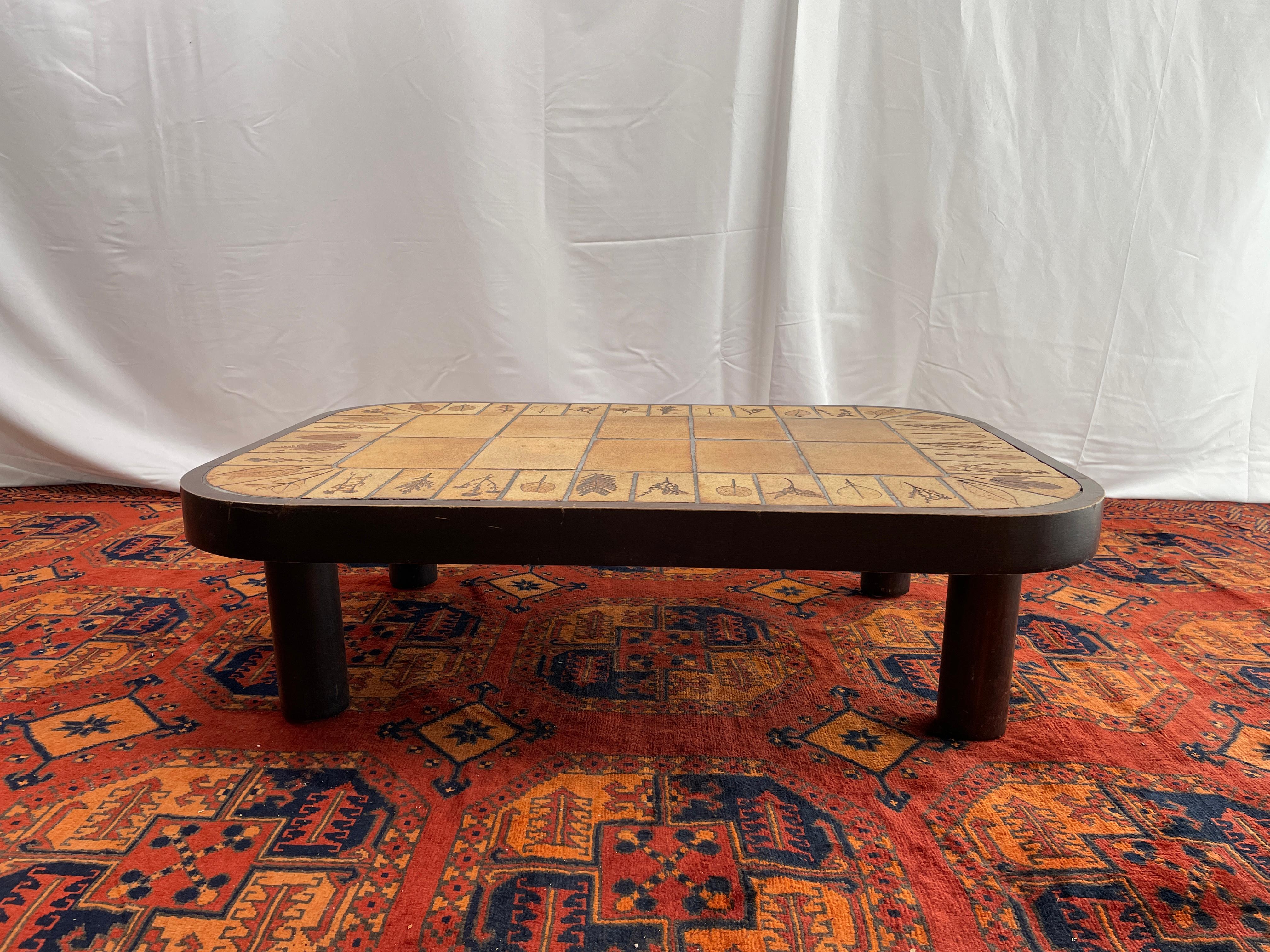 Mid-Century Modern Vintage French Ceramic Coffee Table by Roger Capron for Vallauris 