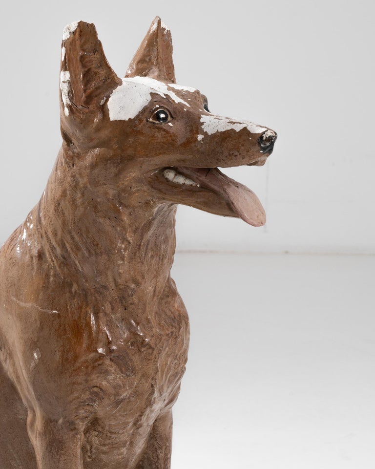 Vintage French Ceramic Dog Sculpture For Sale at 1stDibs