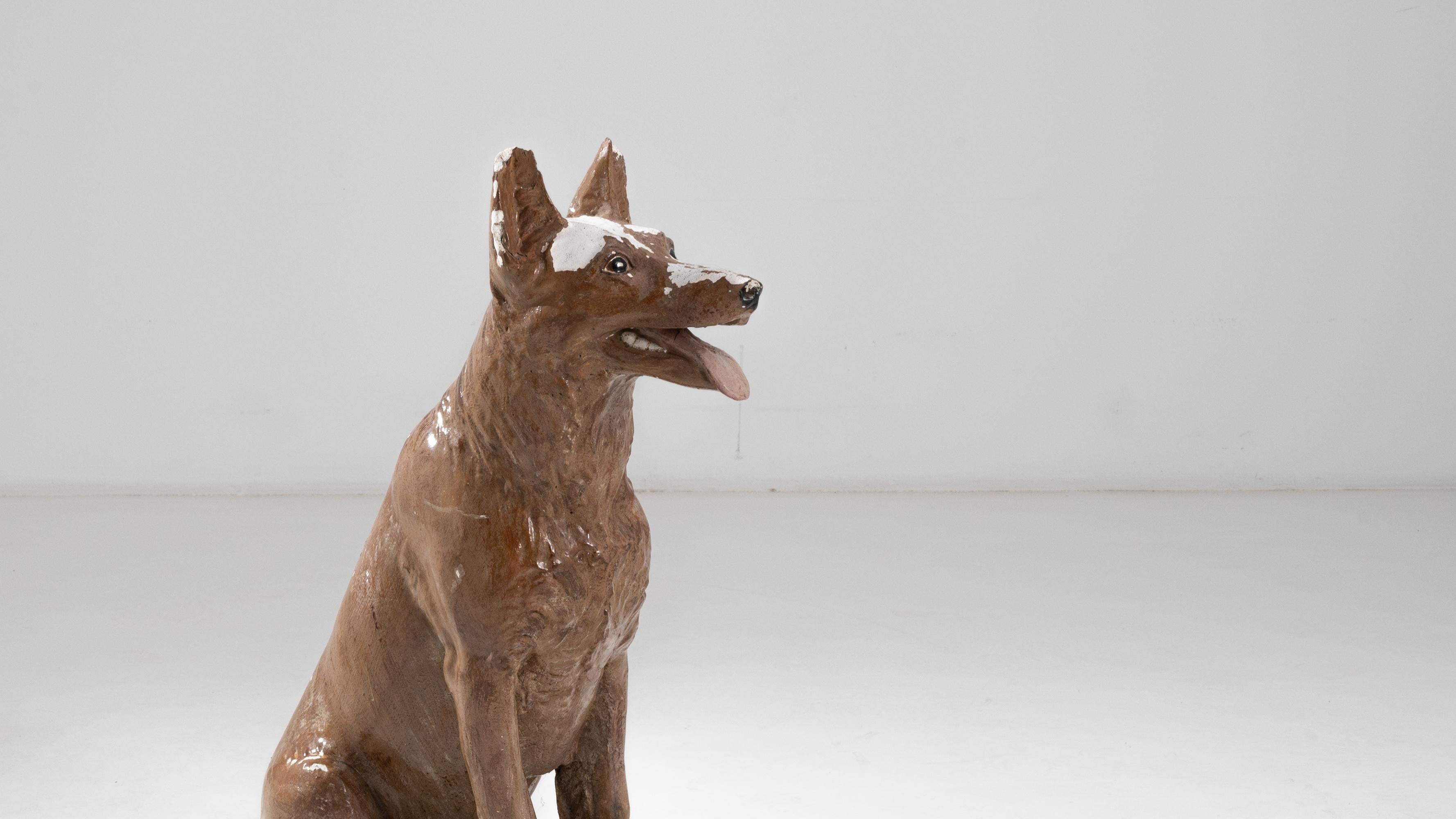 20th Century Vintage French Ceramic Dog Sculpture