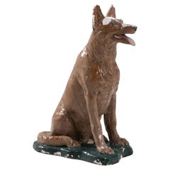 Vintage French Ceramic Dog Sculpture