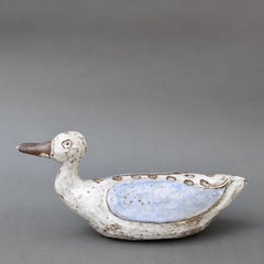 Jarrón vintage francés de cerámica con flores de pato de Albert Thiry, 'circa 1960s