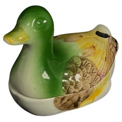 Vintage French Ceramic Duck-Shaped Trinket Box – 10 cm (4") - 2Y393