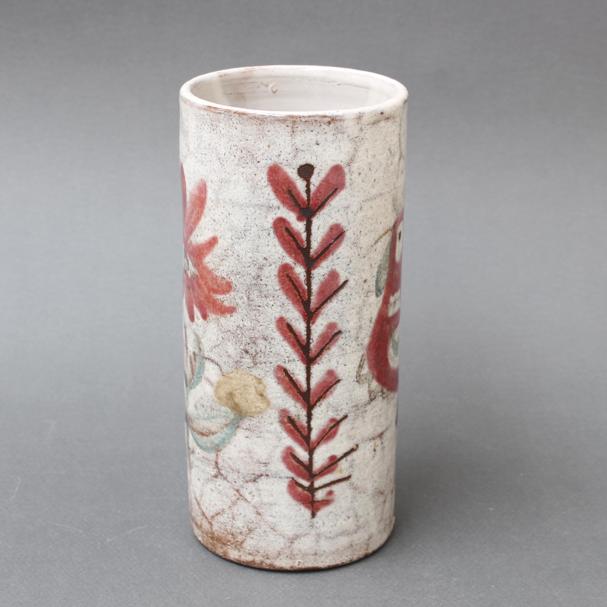 Hand-Painted Vintage French Ceramic Flower Vase by Le Mûrier (circa 1960s)