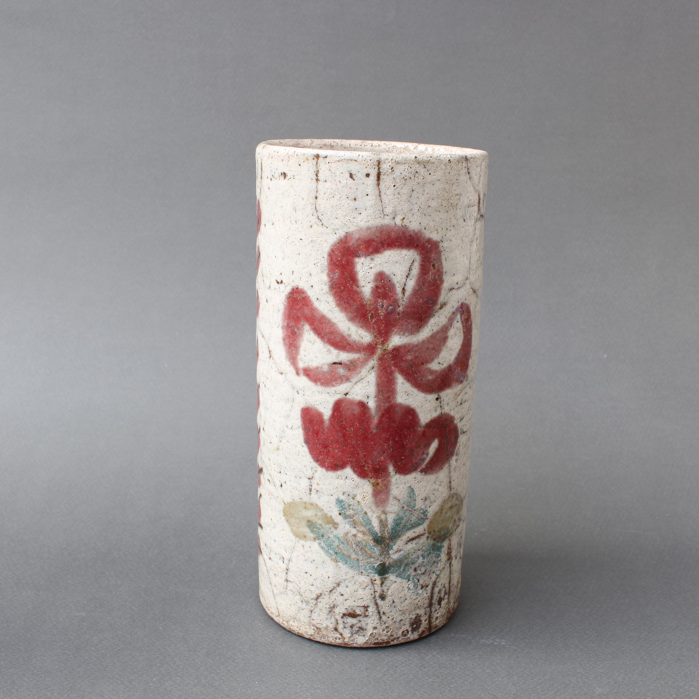 Hand-Painted Vintage French Ceramic Flower Vase by Le Mûrier 'circa 1960s'