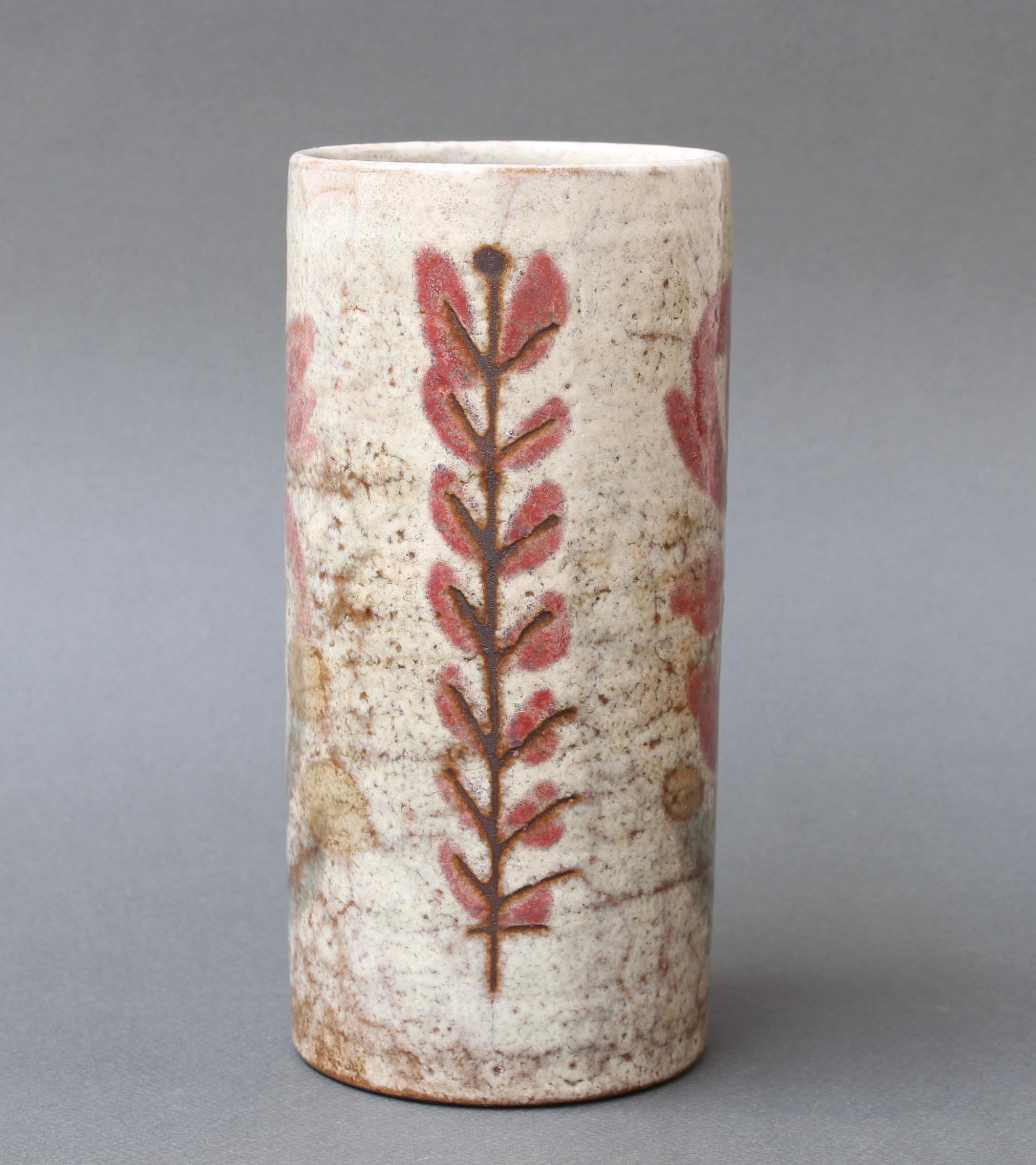 Hand-Painted Vintage French Ceramic Flower Vase by Le Mûrier (circa 1960s)