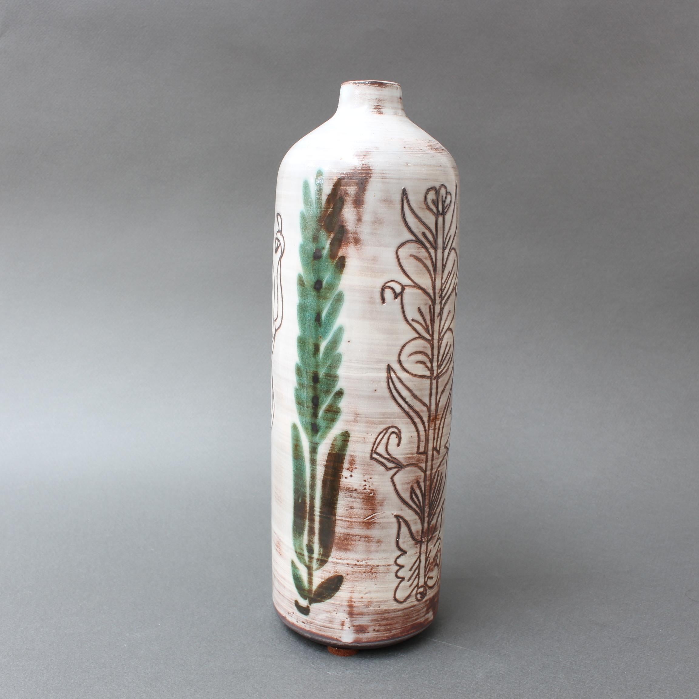 Mid-Century moderno Vaso da fiori francese d'epoca in ceramica di Michel Barbier, anni '60 circa in vendita