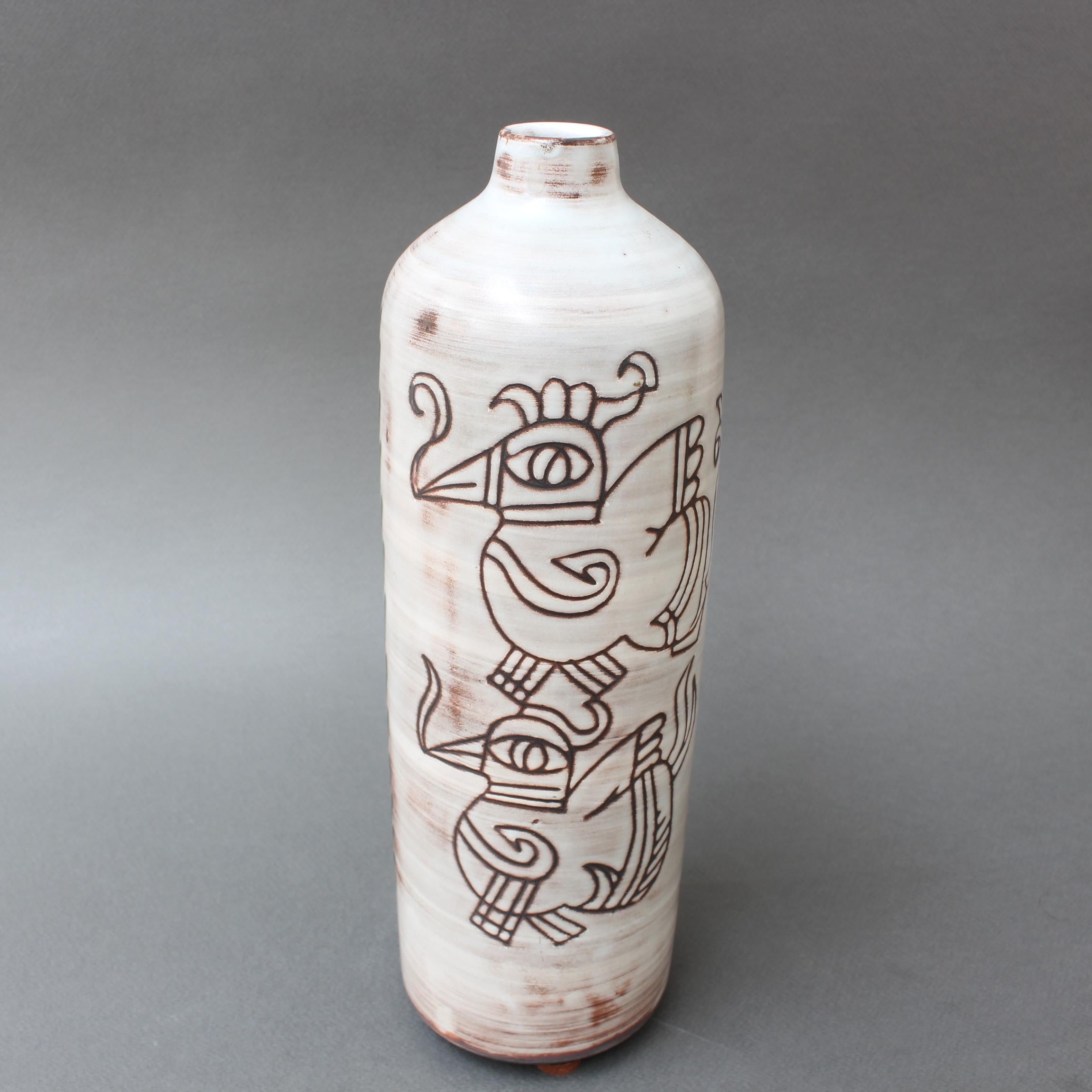 Ceramica Vaso da fiori francese d'epoca in ceramica di Michel Barbier, anni '60 circa in vendita