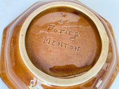 Vintage French Ceramic Fruit Bowl Table Centerpiece Brown color Circa 1960