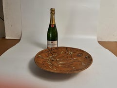 Vintage French Ceramic Fruit Bowl Table Centerpiece Brown color Circa 1960