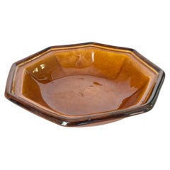Vintage French Ceramic Fruit Bowl Table Centerpiece Brown color Circa 1960