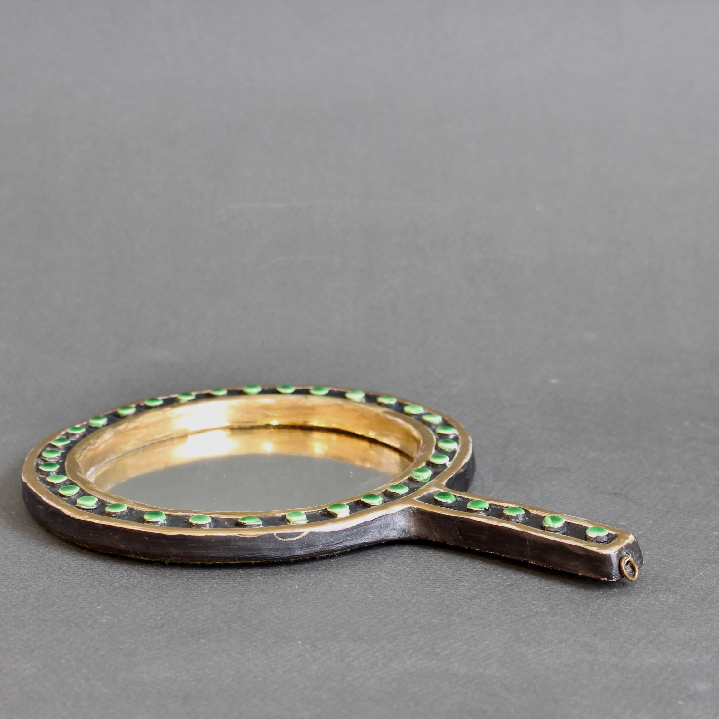 Miroir à main vintage en céramique française par Mithé Espelt en vente 5