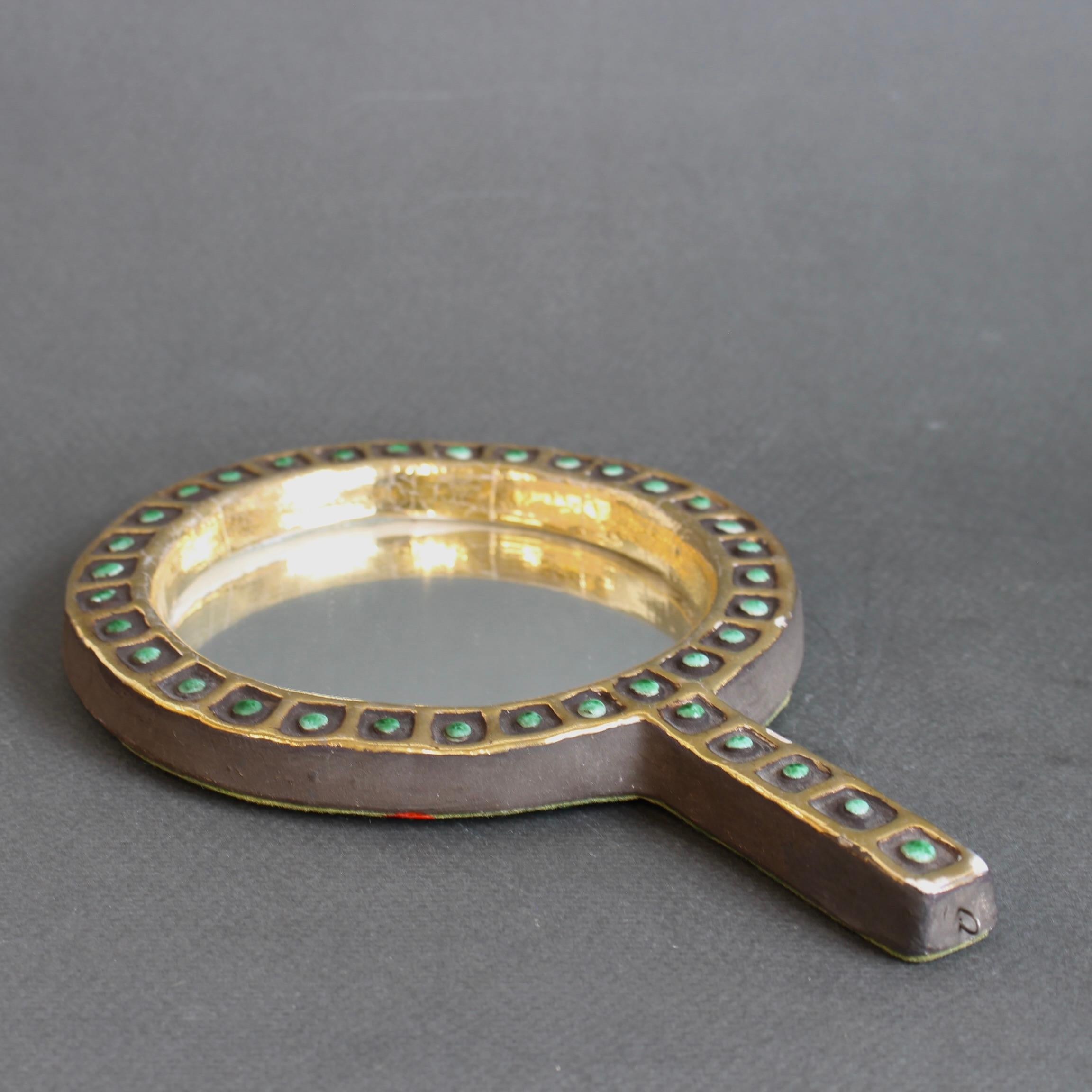 Miroir à main vintage en céramique française par Mithé Espelt en vente 6