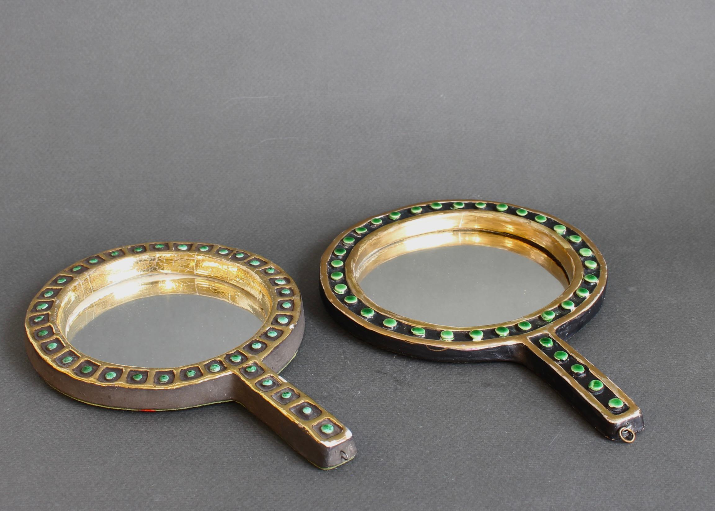 Miroir à main vintage en céramique française par Mithé Espelt en vente 8