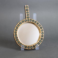 Vintage French Ceramic Hand Mirror by Mithé Espelt