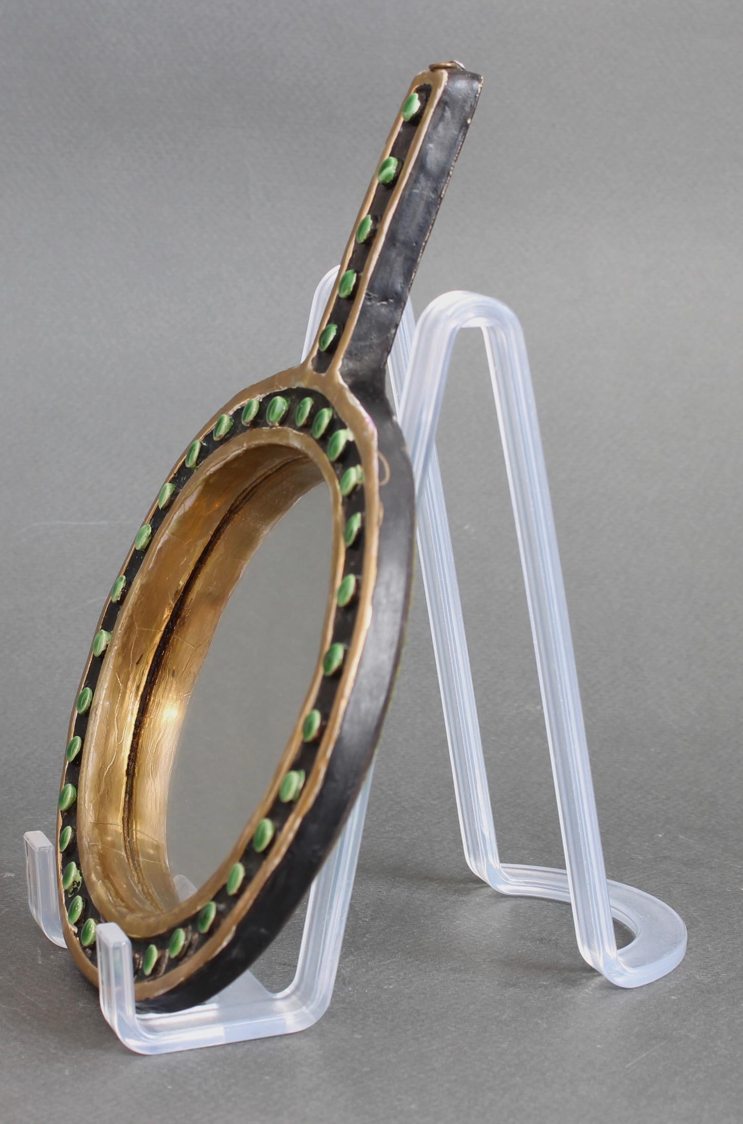 Miroir à main vintage en céramique française par Mithé Espelt Bon état - En vente à London, GB