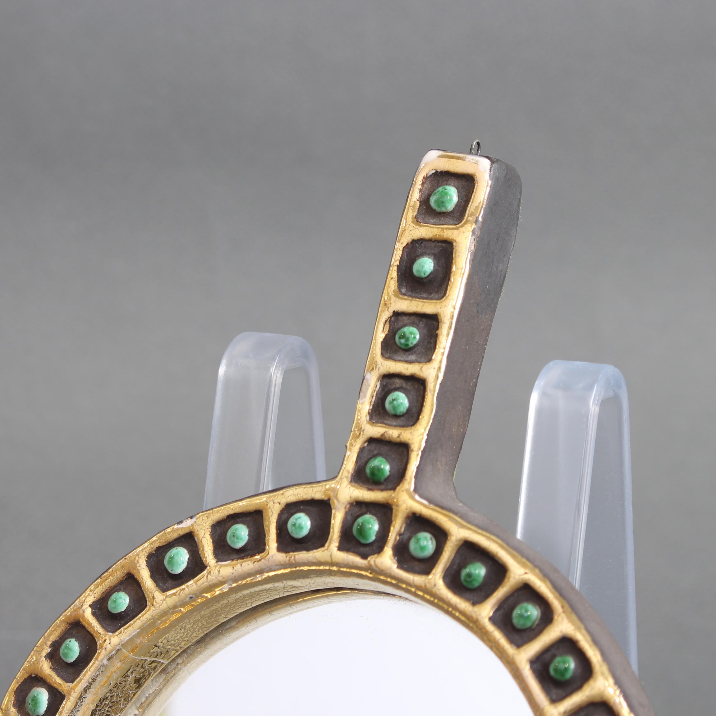 Miroir à main vintage en céramique française par Mithé Espelt en vente 3