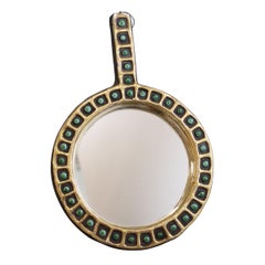 Vintage French Ceramic Hand Mirror by Mithé Espelt