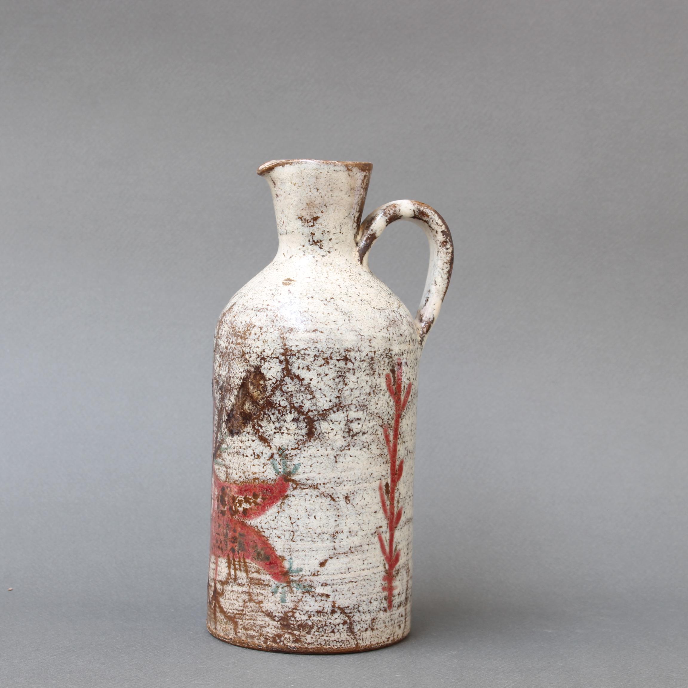 Hand-Painted Vintage French Ceramic Jug by Le Mûrier 'circa 1960s' For Sale
