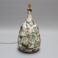 Vintage French Ceramic Lamp with Russian Motif by Jacques Blin c. 1950s, Large