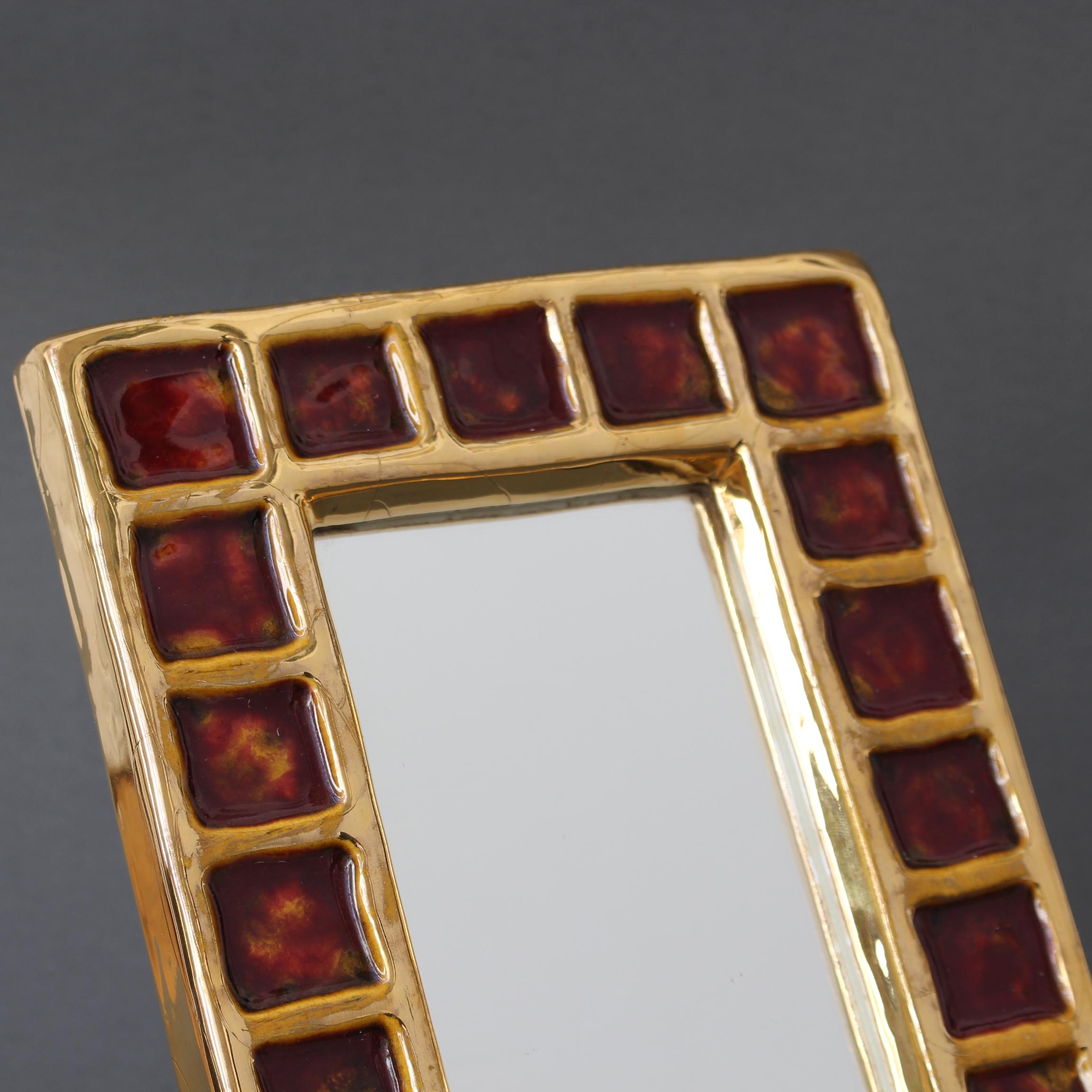 Vintage French Ceramic Mirror by François Lembo (circa 1970s) For Sale 6