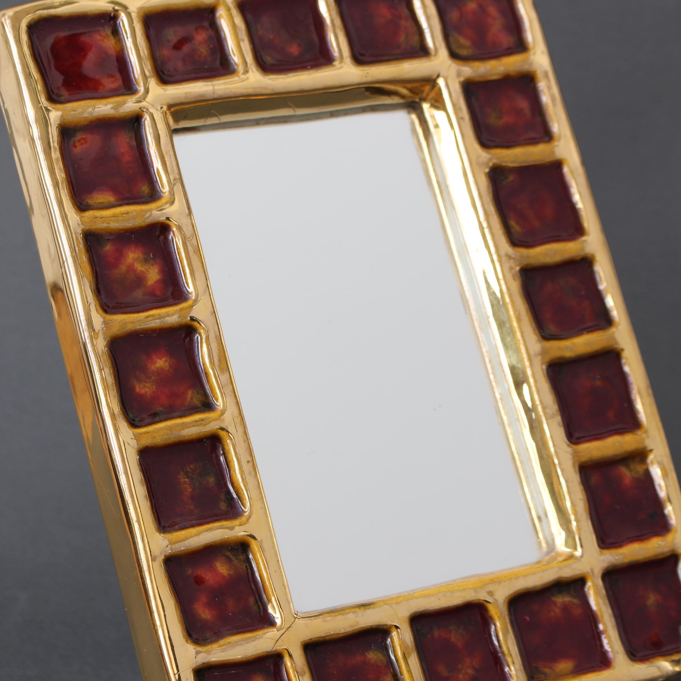 Specchio francese d'epoca in ceramica di François Lembo (circa anni '70) in vendita 5