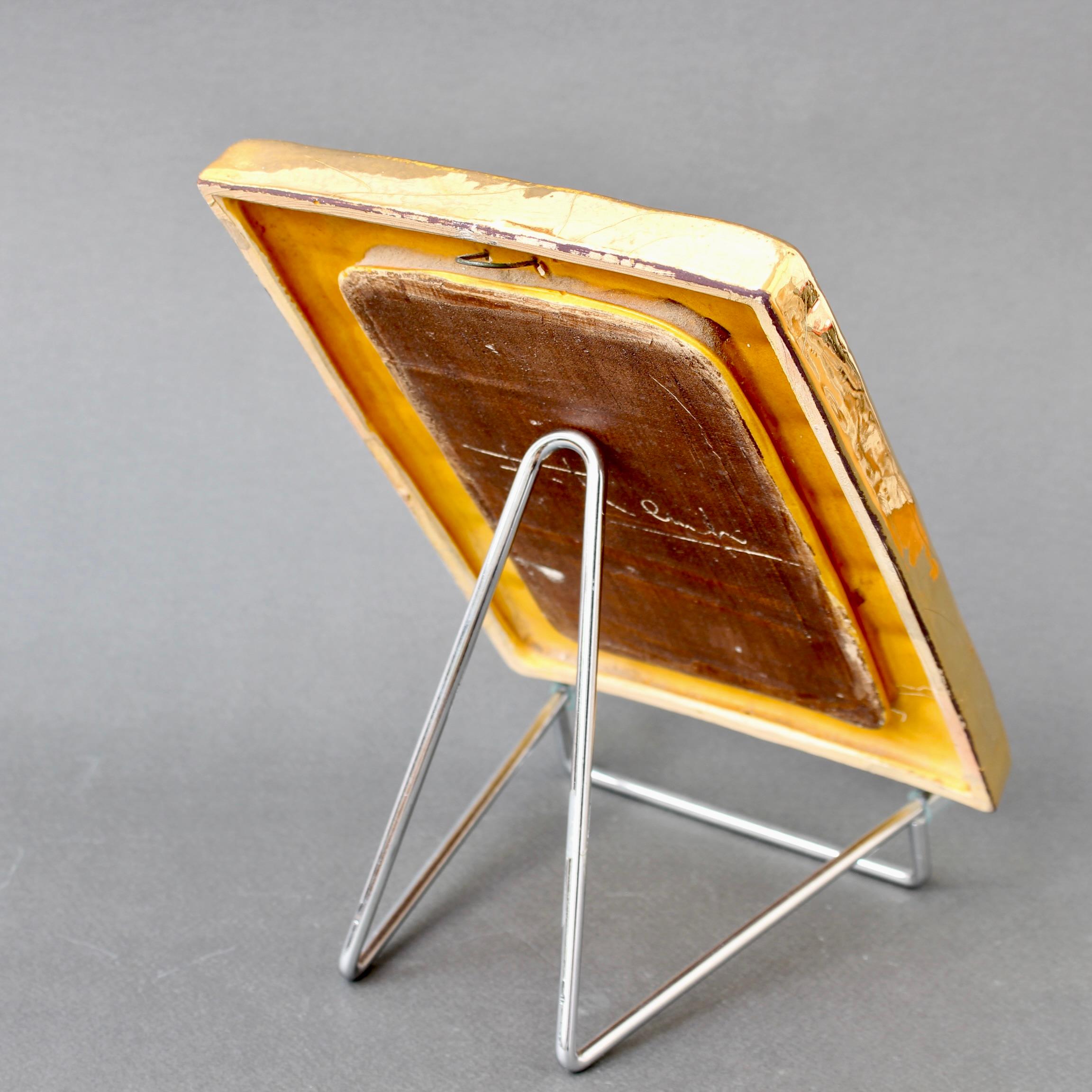 Fine XX secolo Specchio francese d'epoca in ceramica di François Lembo (circa anni '70) in vendita