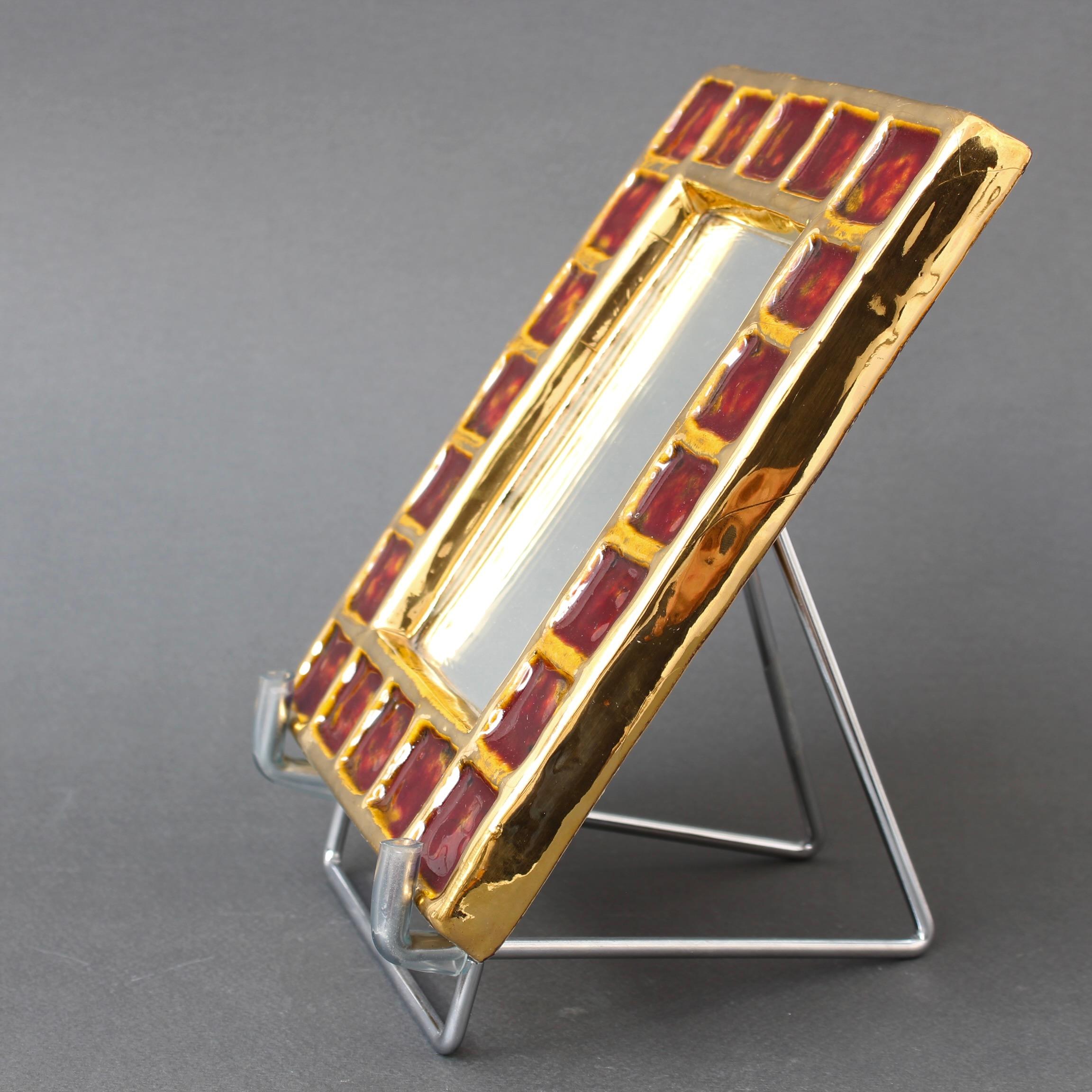 Specchio francese d'epoca in ceramica di François Lembo (circa anni '70) in vendita 2
