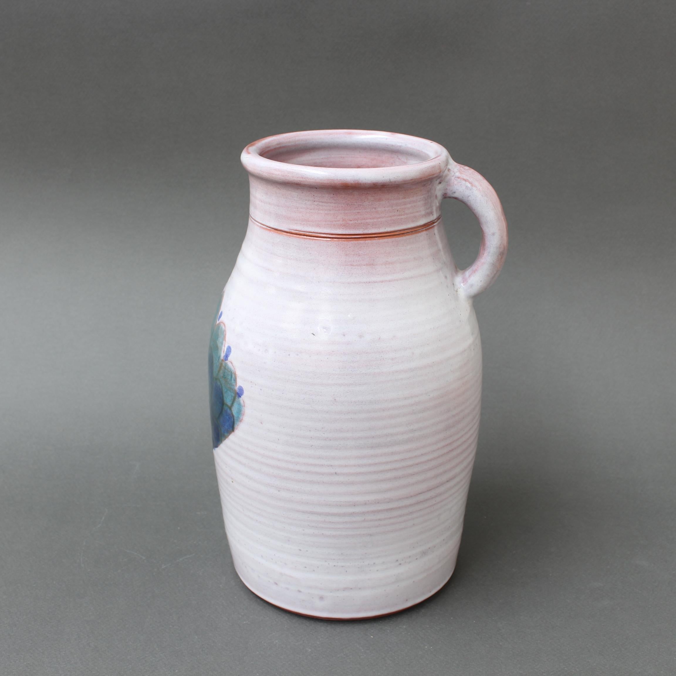 Hand-Painted Vintage French Ceramic Pitcher by Cloutier Brothers (circa 1970s) For Sale