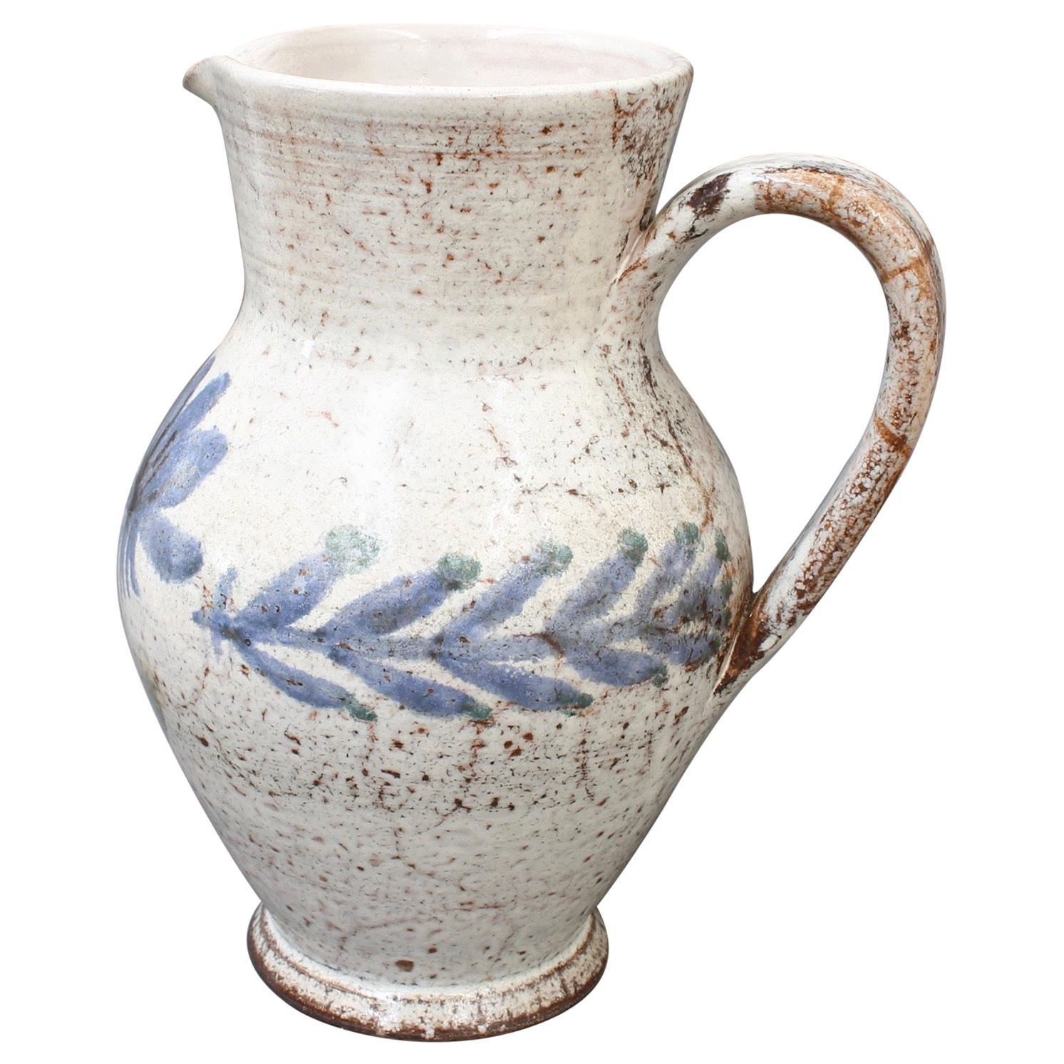 Vintage French Ceramic Pitcher by Gustave Reynaud, Le Mûrier, circa 1950s