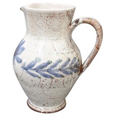 Vintage French Ceramic Pitcher by Gustave Reynaud, Le Mûrier, circa 1950s