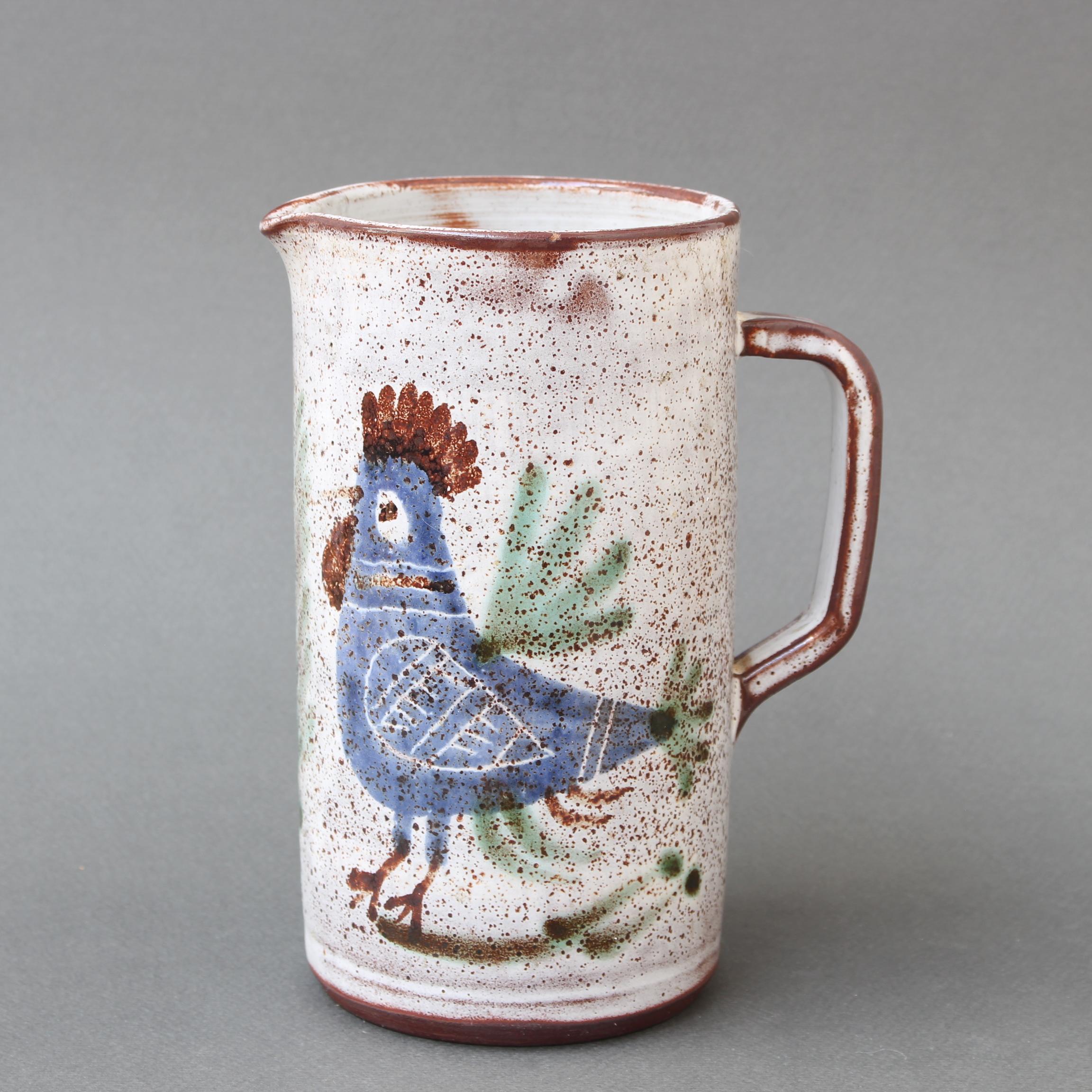 Hand-Painted Vintage French Ceramic Pitcher by Michel Barbier (circa 1960s)