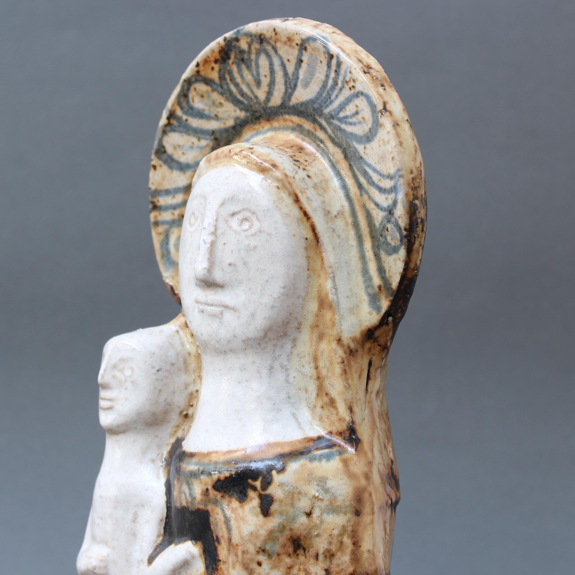 Vintage French Ceramic Sculpture of the Virgin with Child by Jean Derval '1950s' 7