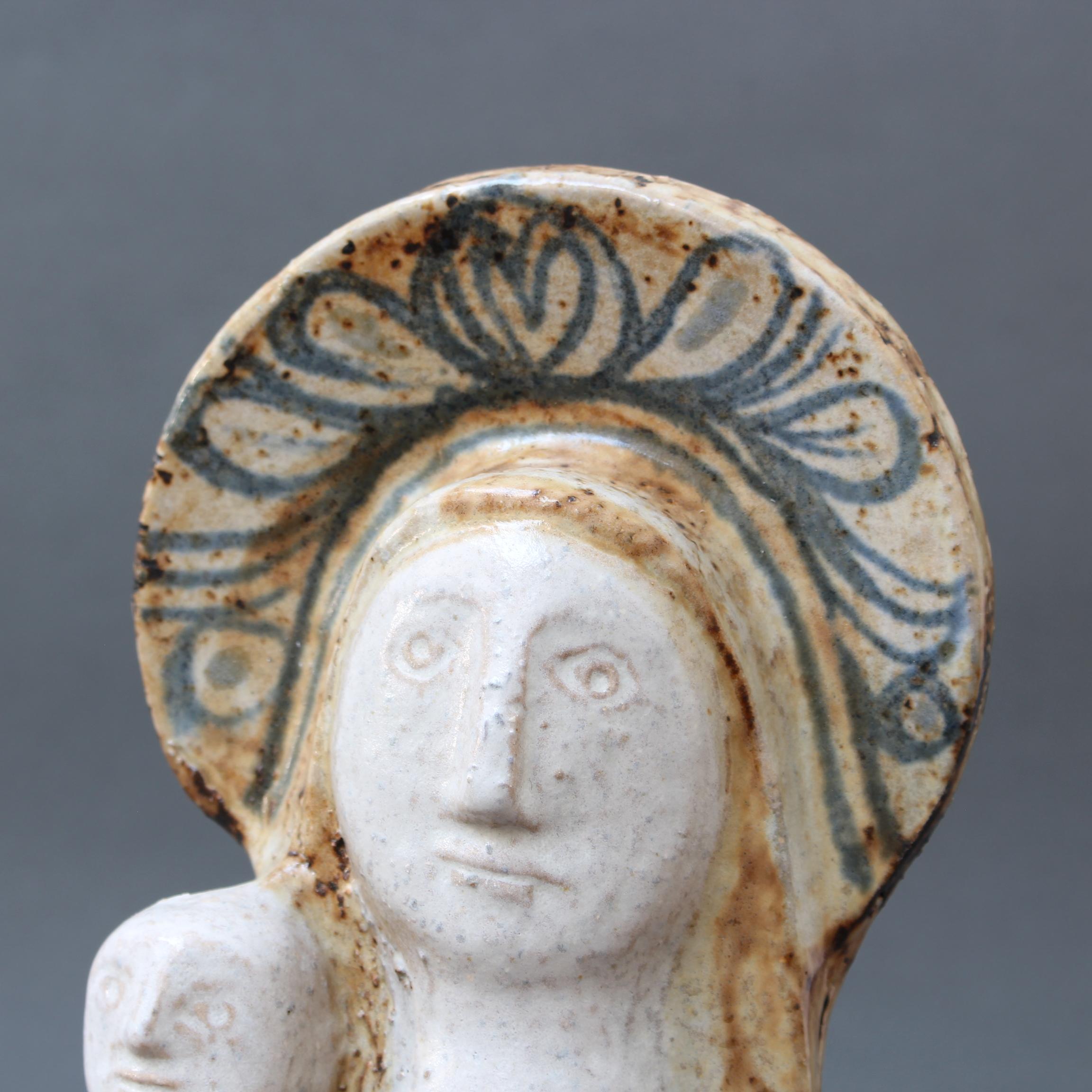 Vintage French Ceramic Sculpture of the Virgin with Child by Jean Derval '1950s' 8