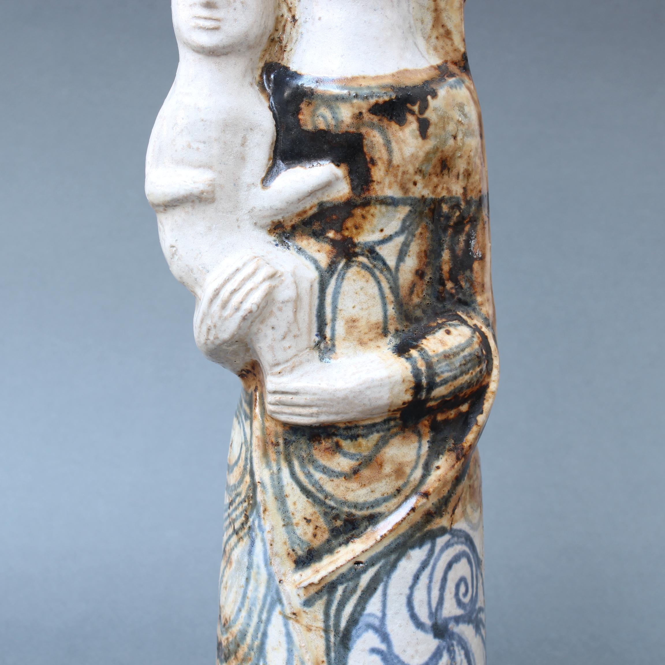 Vintage French Ceramic Sculpture of the Virgin with Child by Jean Derval '1950s' 3