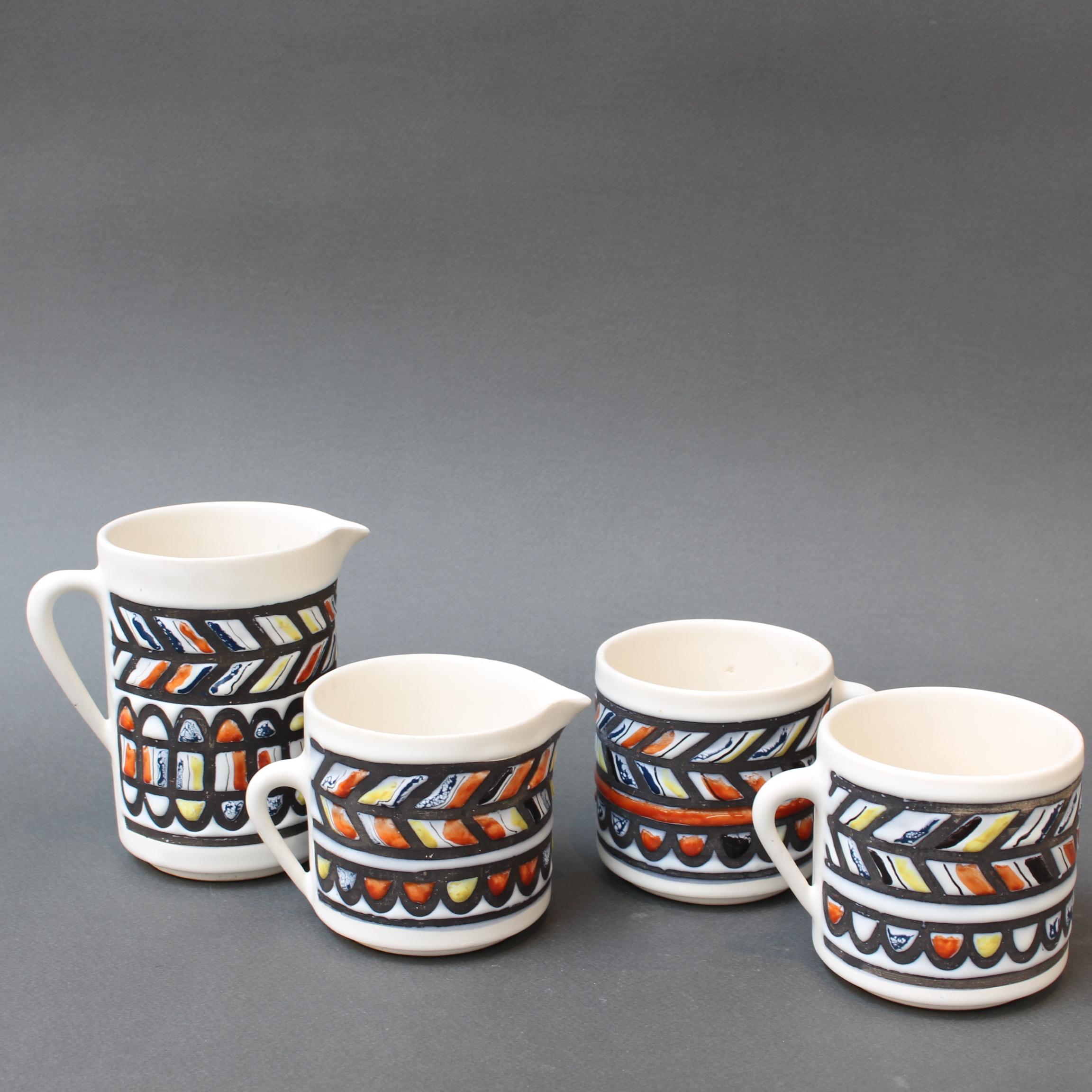 Hand-Painted Vintage French Ceramic Set of Vessels by Roger Capron (circa 1960s) For Sale