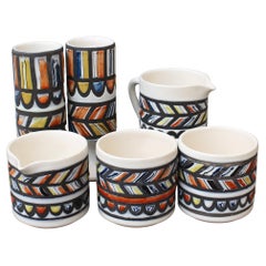 Retro French Ceramic Set of Vessels by Roger Capron (circa 1960s)