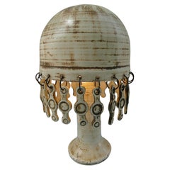Vintage French Ceramic Table Lamp 1960 with ceramic tassels France Capron Jouve