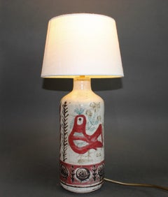 Vintage French Ceramic Table Lamp by Gustave Reynaud for Le Mûrier