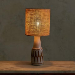 Vintage French Ceramic Table Lamp with Triangle Motifs