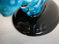 Vintage French Ceramic Three-Branch Blue Chandelier - 2Y536