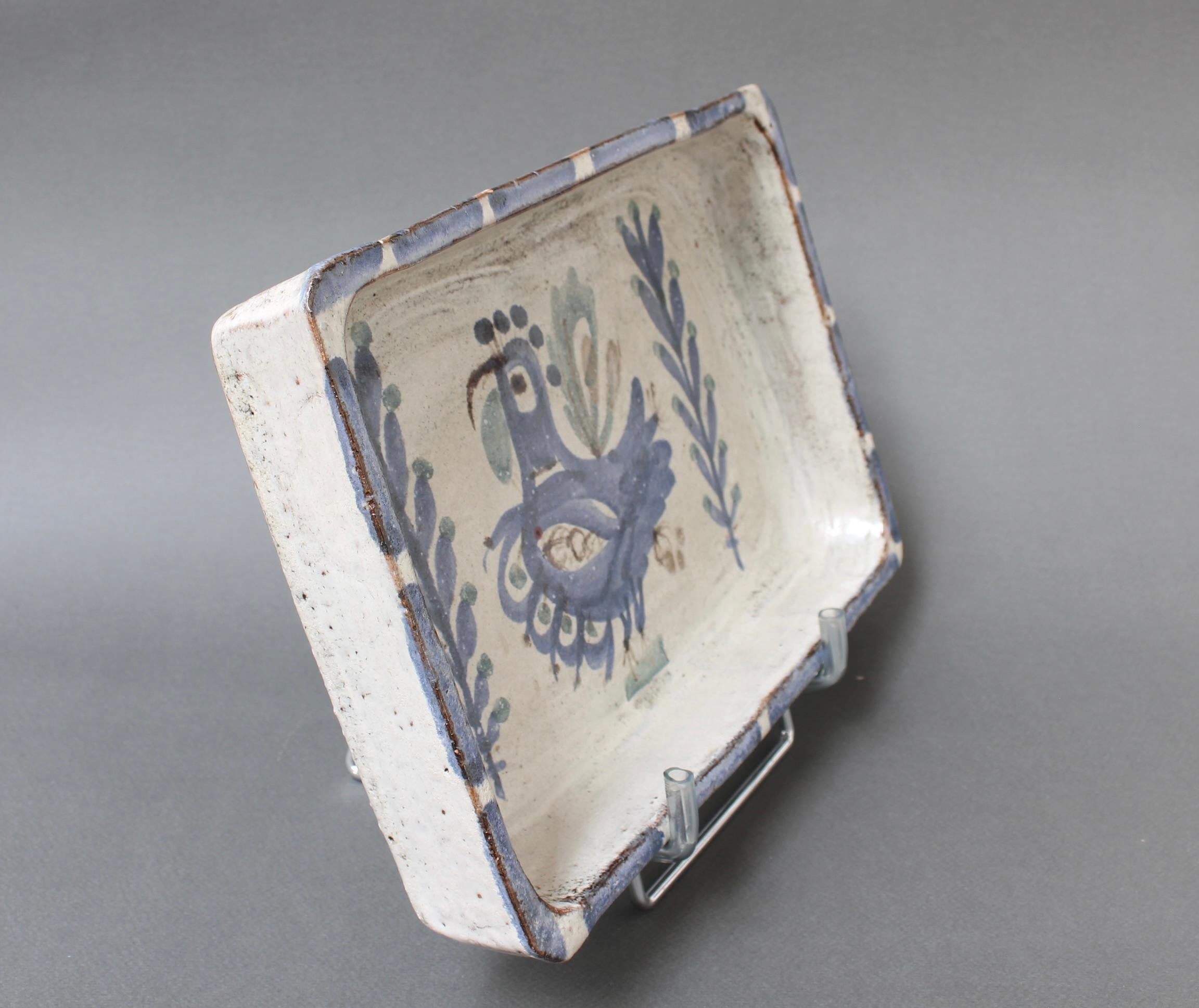 Hand-Painted Vintage French Ceramic Tray by Gustave Reynaud for Le Mûrier (circa 1960s) For Sale
