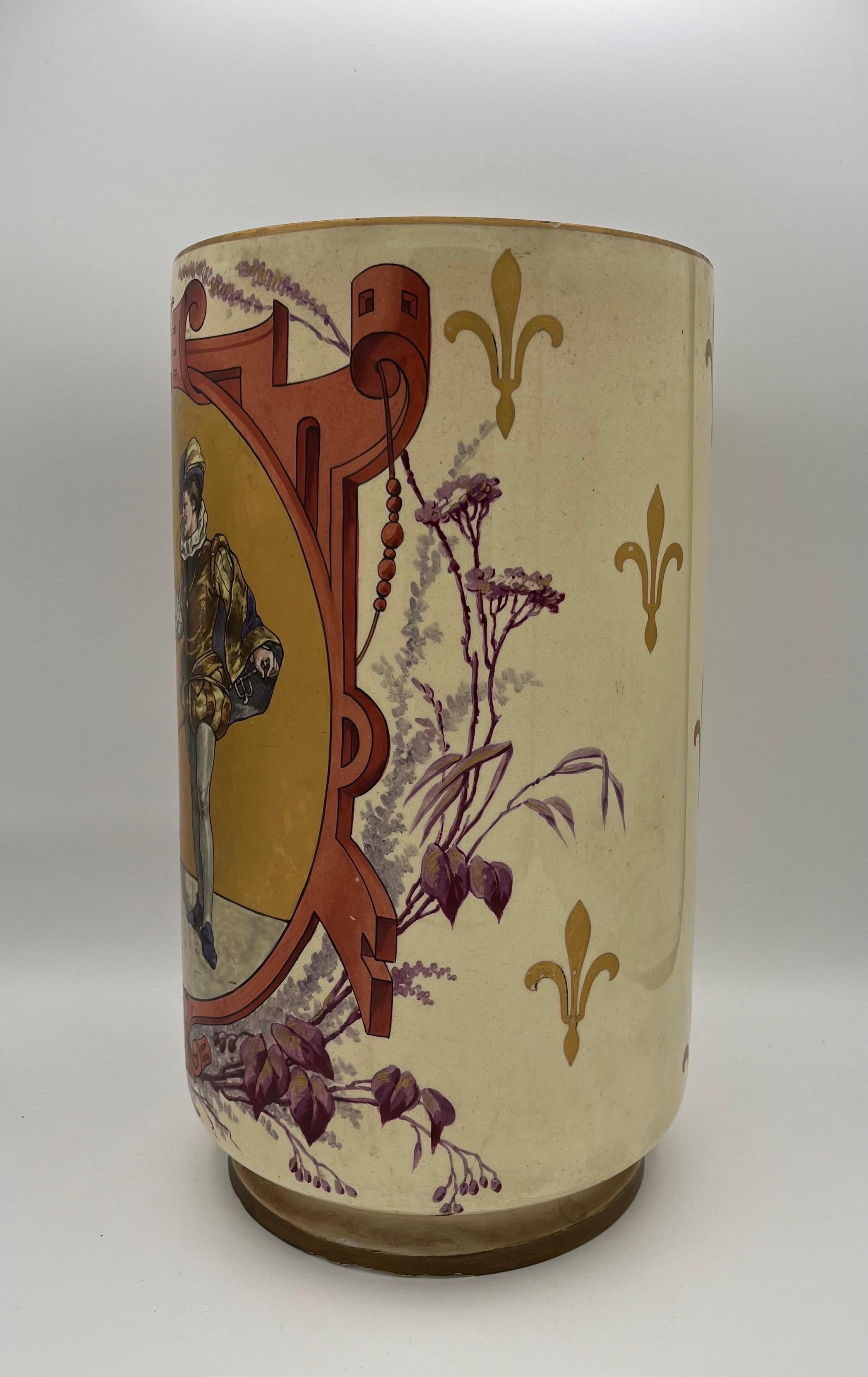 Vintage French Ceramic Umbrella Stick Stand B & Co Limoges (Französisch) im Angebot