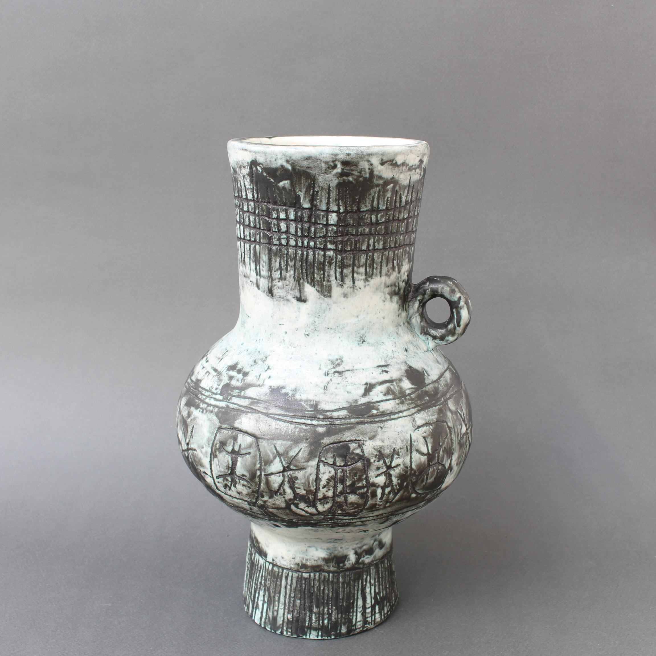 Mid-Century Modern Vintage French Ceramic Vase by Jacques Blin with Jean Rustin 'circa 1960s' For Sale