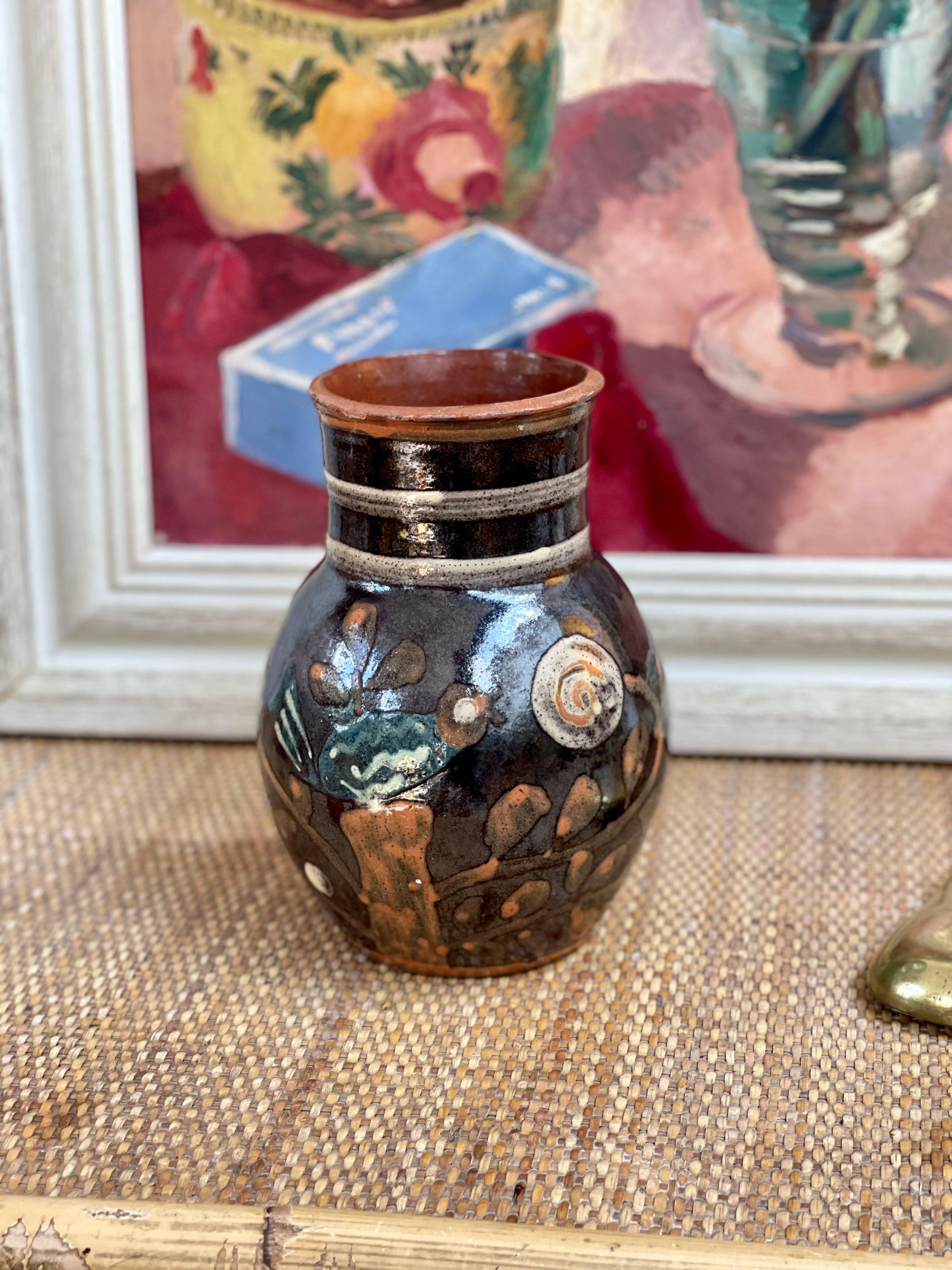 Hand-Painted Vintage French Ceramic Vase by Primavera, 'circa 1940s'