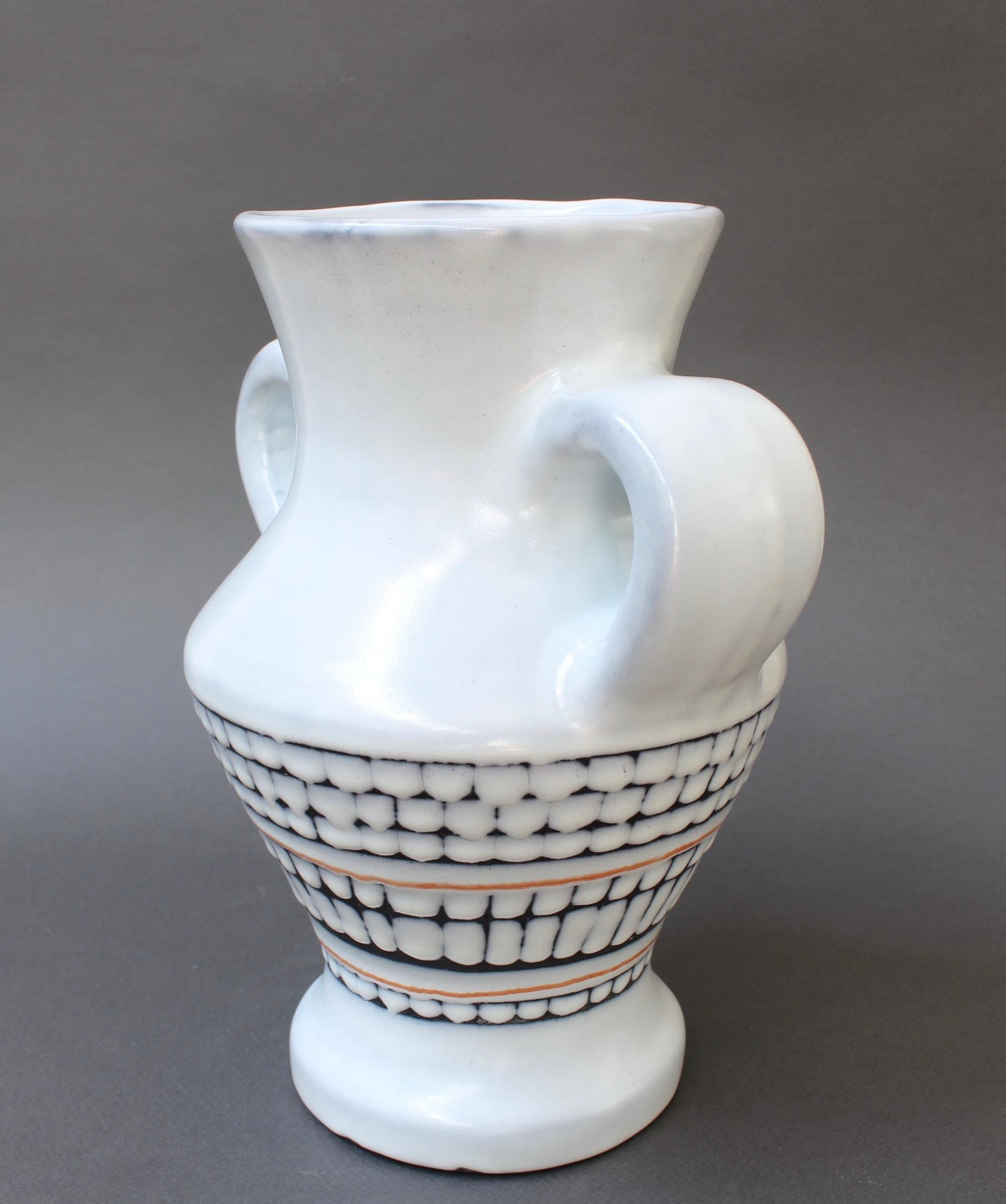 Mid-Century Modern Vintage French Ceramic Vase with Handles by Roger Capron, 'circa 1950s' For Sale