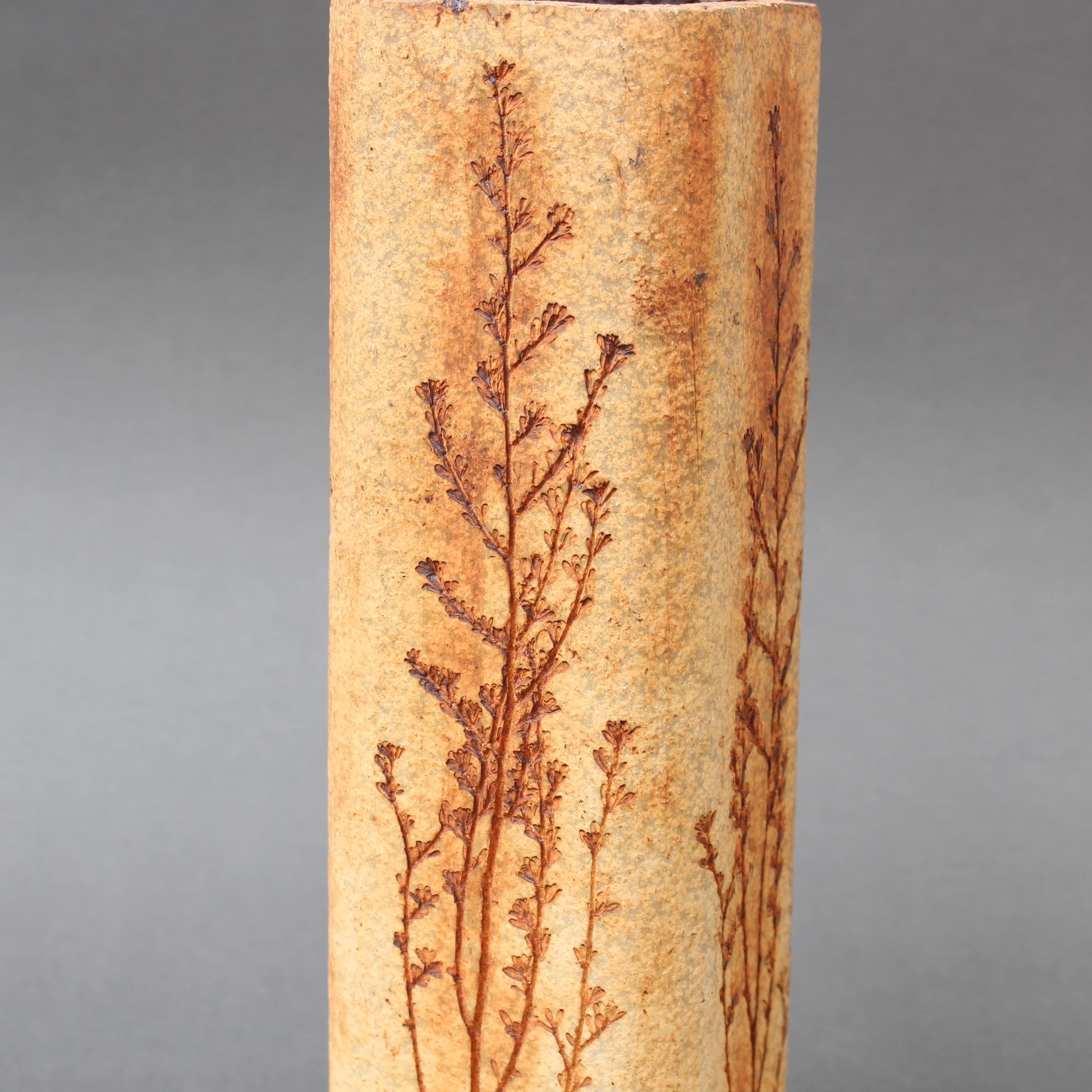 Vintage French Ceramic Vase with Plant Motif by Raymonde Leduc (circa 1960s) For Sale 5