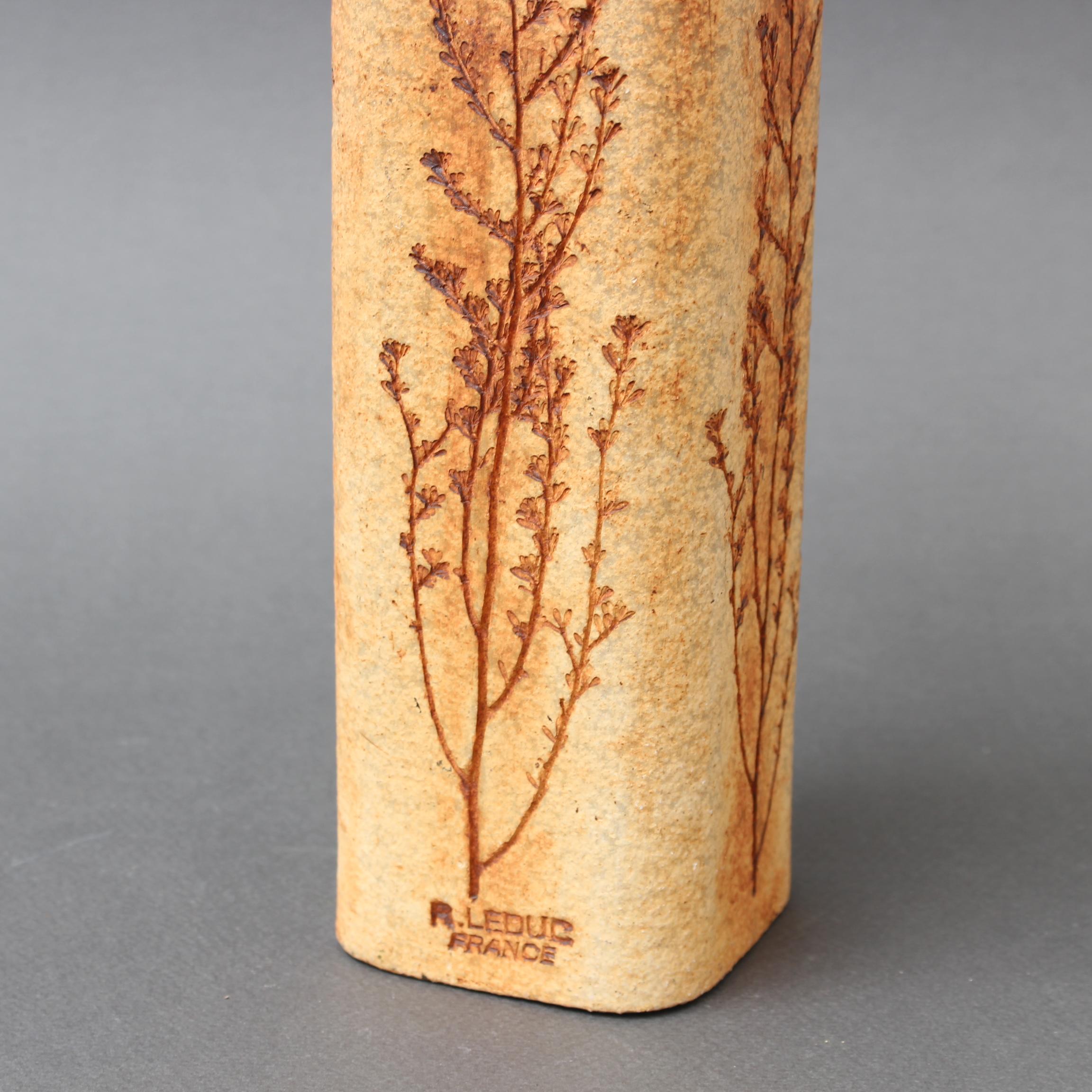 Vintage French Ceramic Vase with Plant Motif by Raymonde Leduc (circa 1960s) For Sale 6
