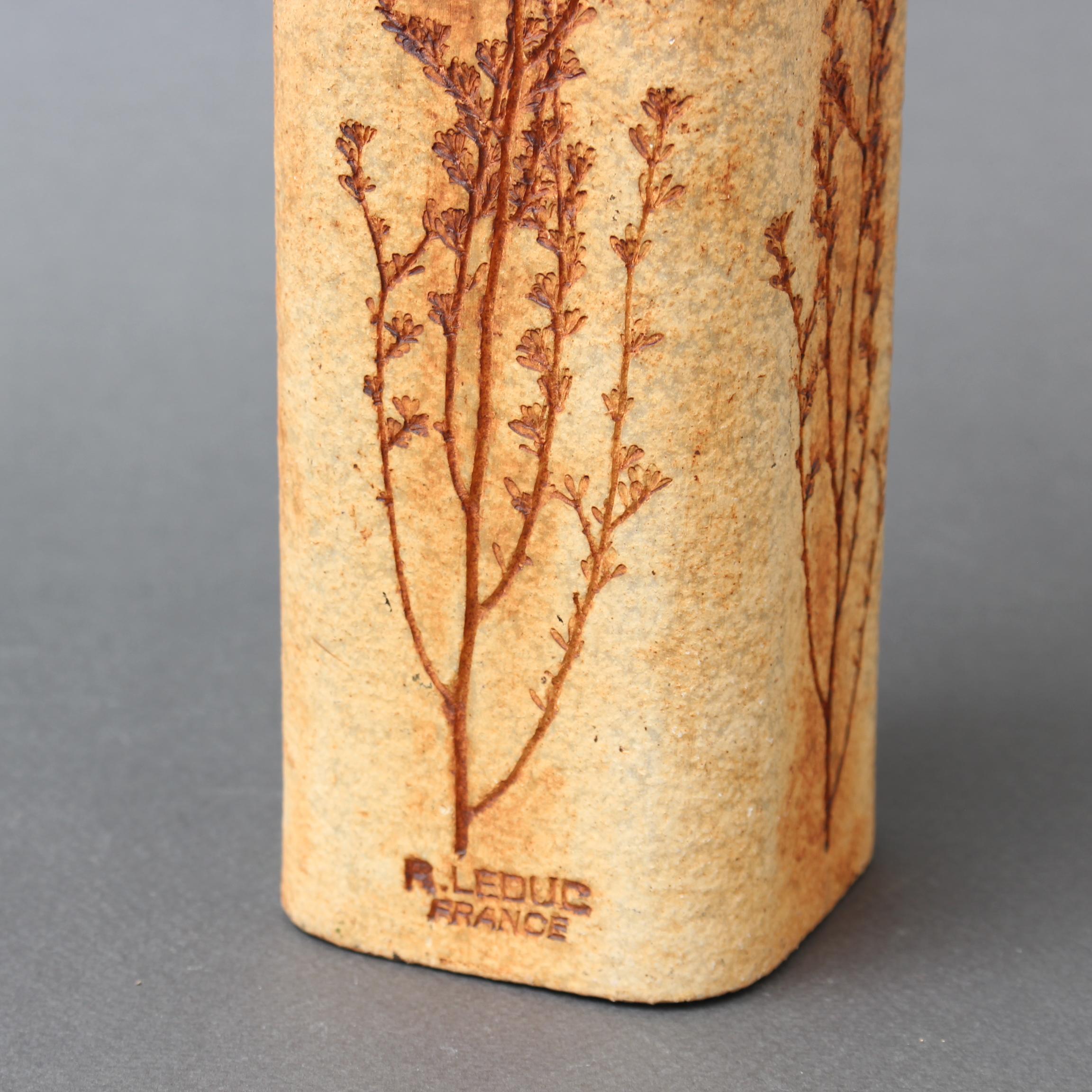 Vintage French Ceramic Vase with Plant Motif by Raymonde Leduc (circa 1960s) For Sale 7