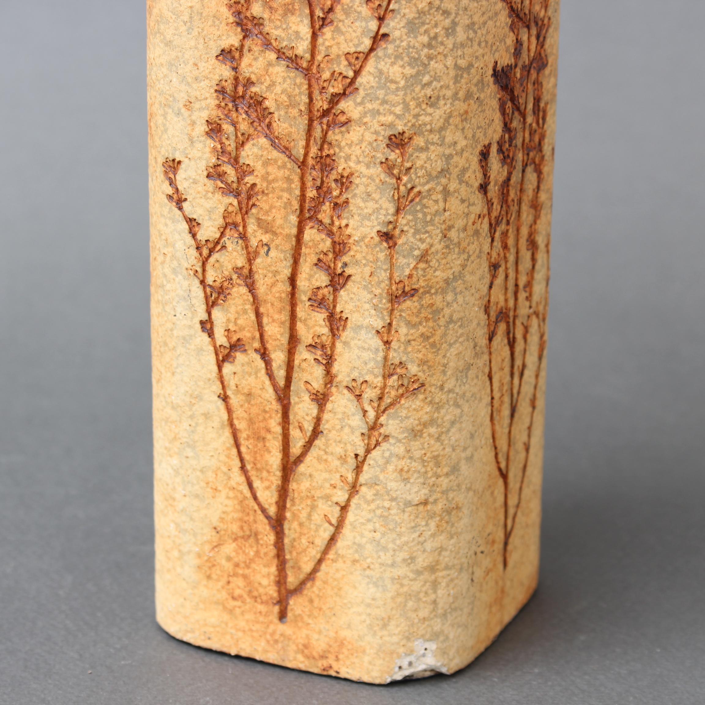 Vintage French Ceramic Vase with Plant Motif by Raymonde Leduc (circa 1960s) For Sale 8